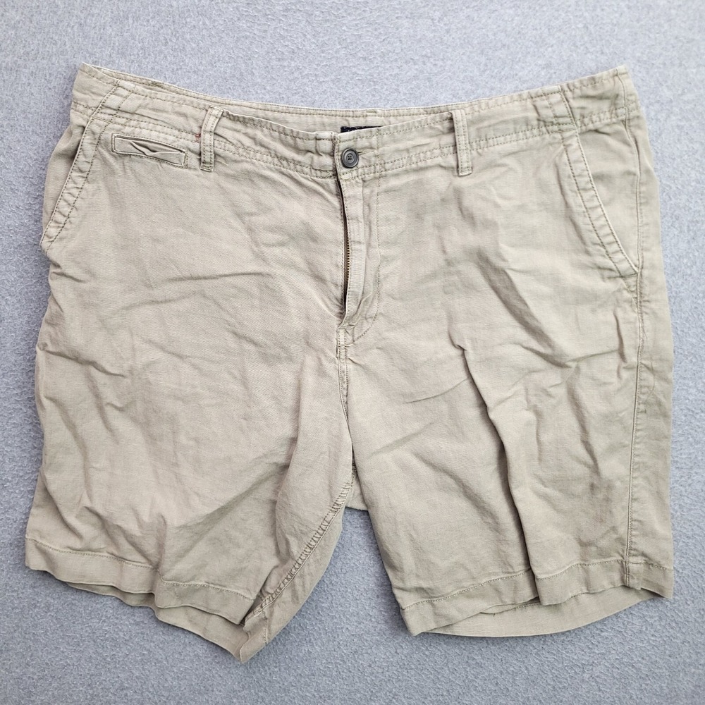 Lucky Brand Linen Chino Shorts Size 38 x 9 Khaki Drawstring Mens